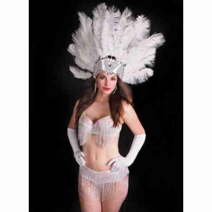 Carnival ShowGirls Feather Headdress White1