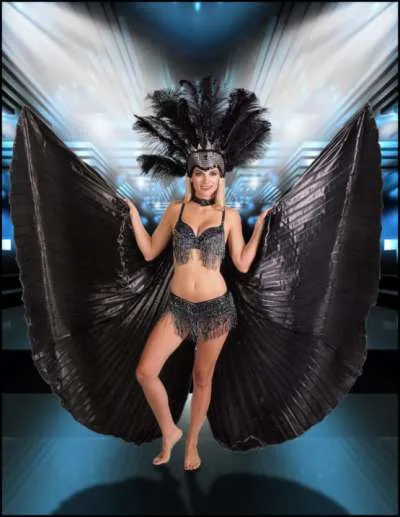 Carnival ShowGirls Samba Sequin Top With Fringes -Black Iridescent