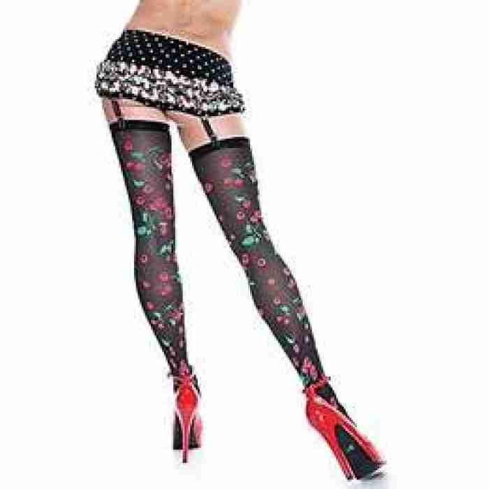 Cherry Print Thigh High Stockings 6341129