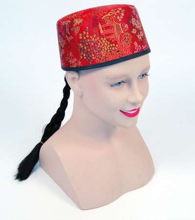 Chinese Mandarin Hat Red FabricPlait BH442 img