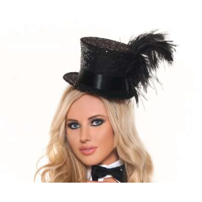 Cocktail Waitress Hat - Deluxe Black - Image 1