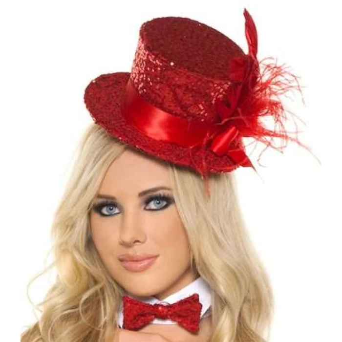 Cocktail Waitress Hat - Deluxe Red - Image 1