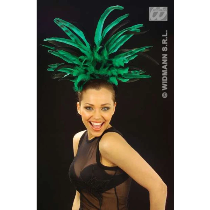 Copacabana Feathered Headbands - Black/Green - Image 1