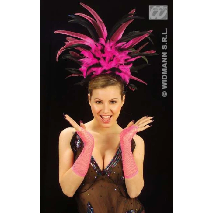 Copacabana Feathered Headbands - Pink/Black - Image 1