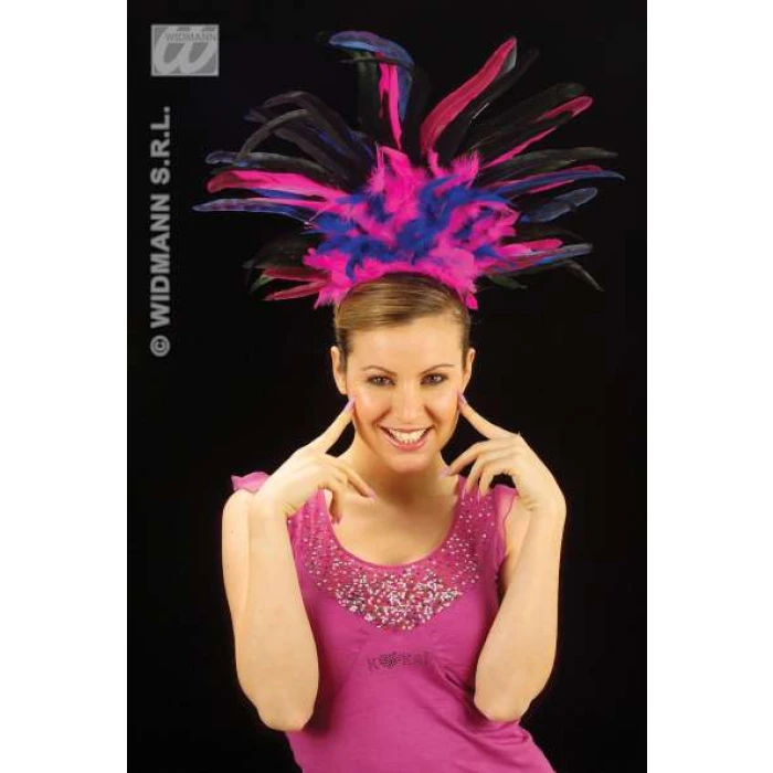 Copacabana Feathered Headbands - Pink/Blue - Image 1