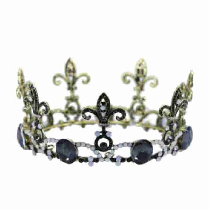 Crown Antique Jeweled Fleur de lis Black