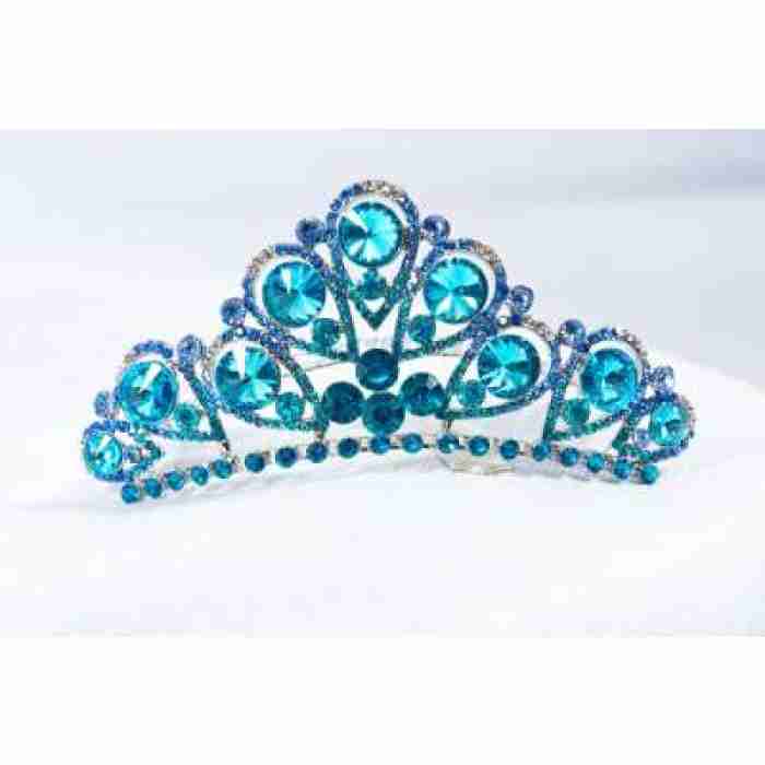 Crown Tiara Blue With Crystals