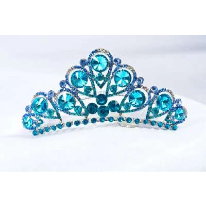 Crown Tiara Blue With Crystals - Image 1