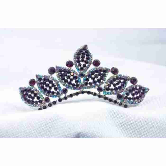 Crown Tiara With Crystals Black Crystals