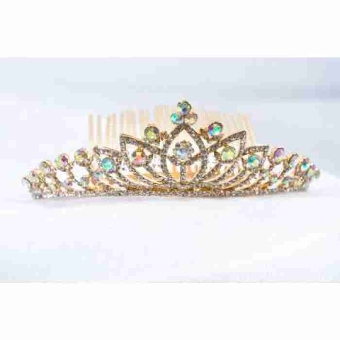 Crown Tiara With Crystals Blue And Clear Crystals