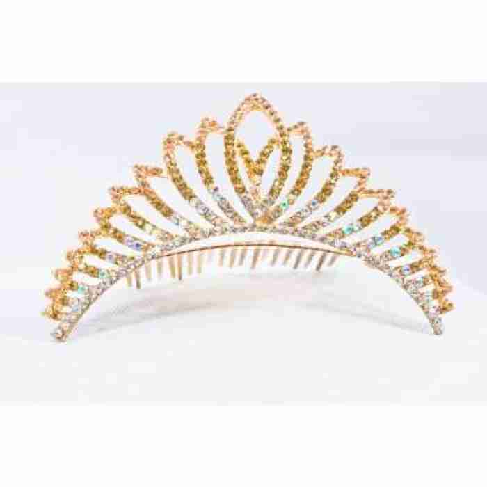 Crown Tiara With Crystals Gold Crystals
