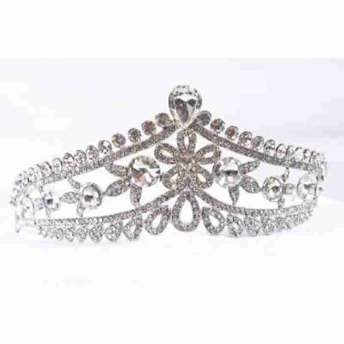 Crown Tiara With Crystals Leaf Pattern