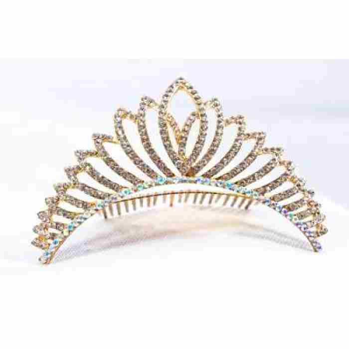 Crown Tiara With Crystals - Leaf Shaped - Image 1