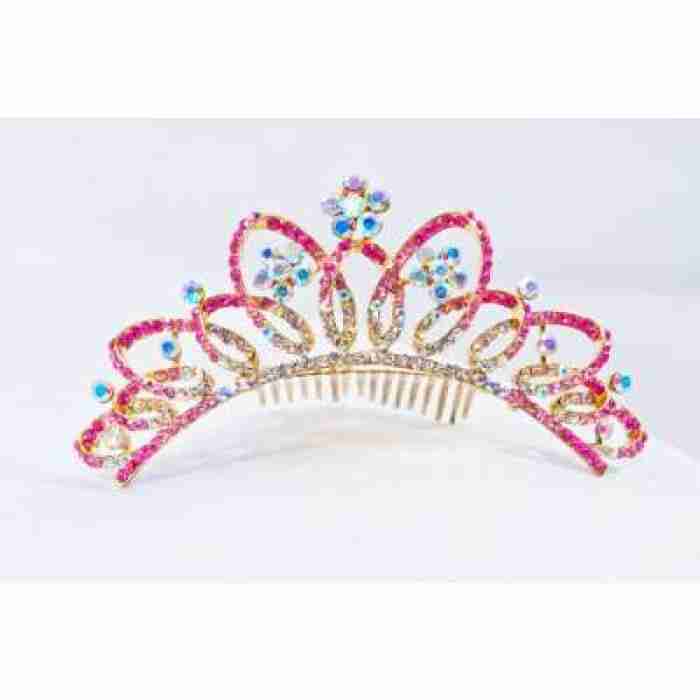 Crown Tiara With Crystals Pink