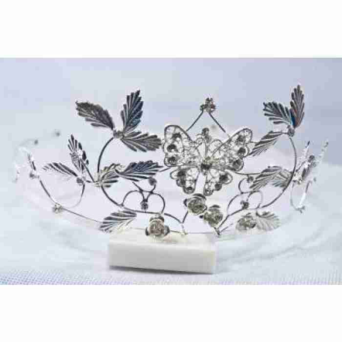 Crown Tiara With Crystals Silver Birds