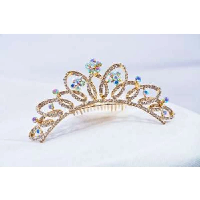 Crown Tiara With Crystals - Spiral Crystals - Image 1