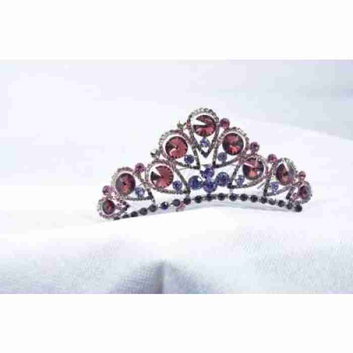 Crown Tiara With Rhinestones Black And Maroon