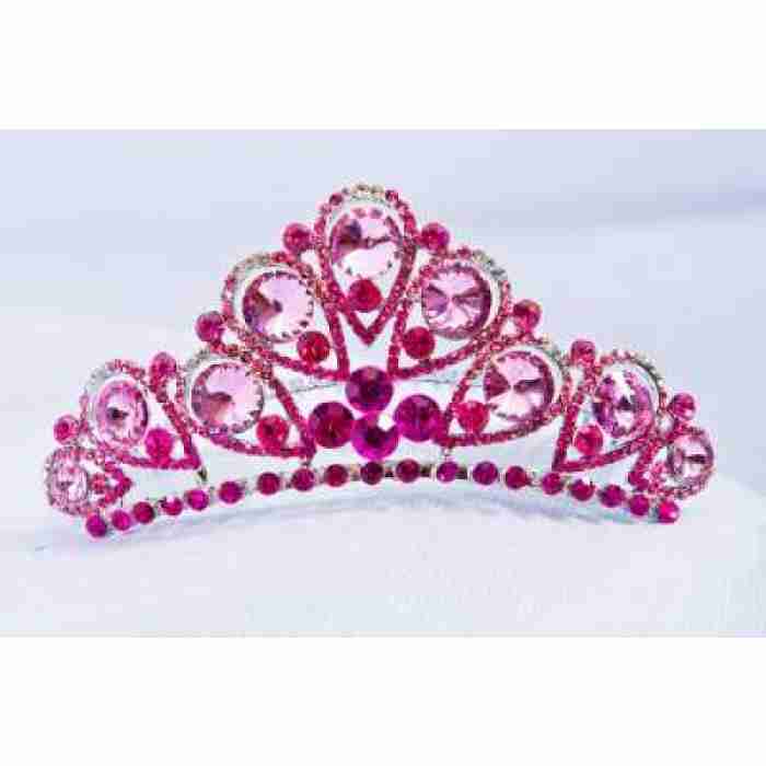 Crown Tiara With Rhinestones Light Pink Rhinestones