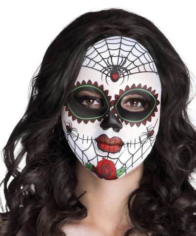 Day Of The Dead Mask With spider web print and spiders 97521
