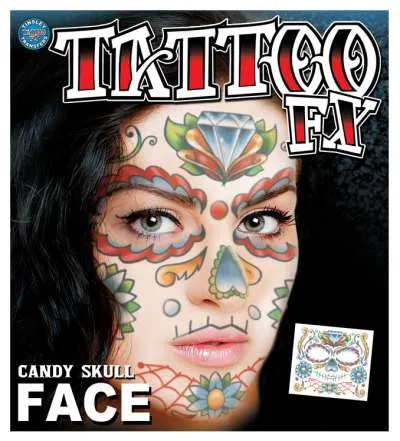 Day of the dead Candy Skull Face Tattoo