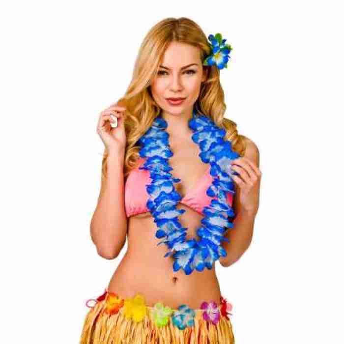 Deluxe Lei With Beads Blue HAW 9423