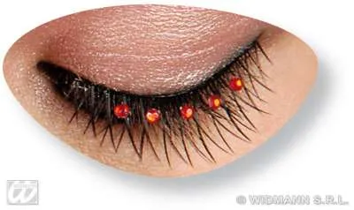 Eyelashes - Black Cross-Over - Red