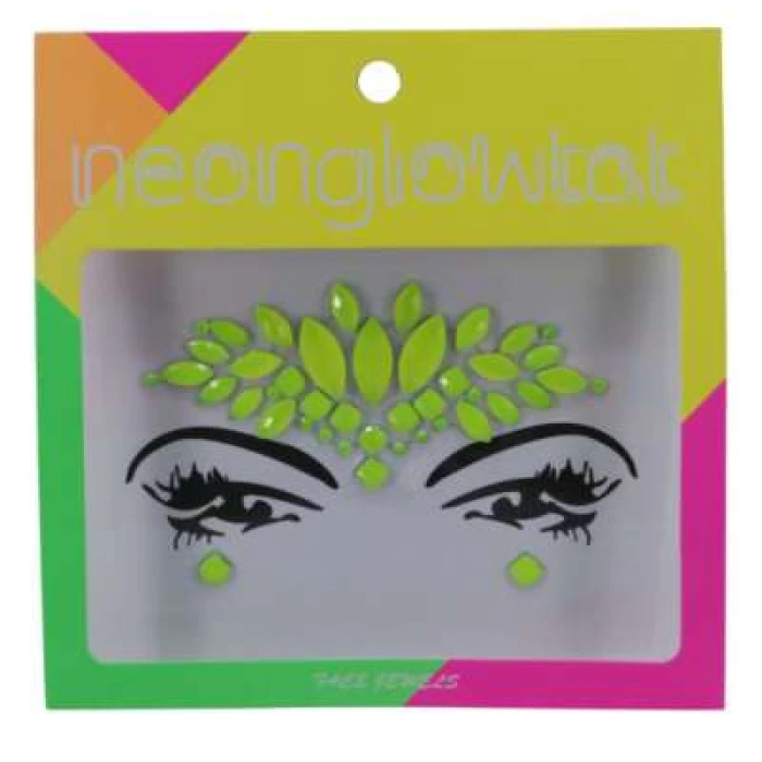Face Jewels Neon Green - Forehead - Image 1