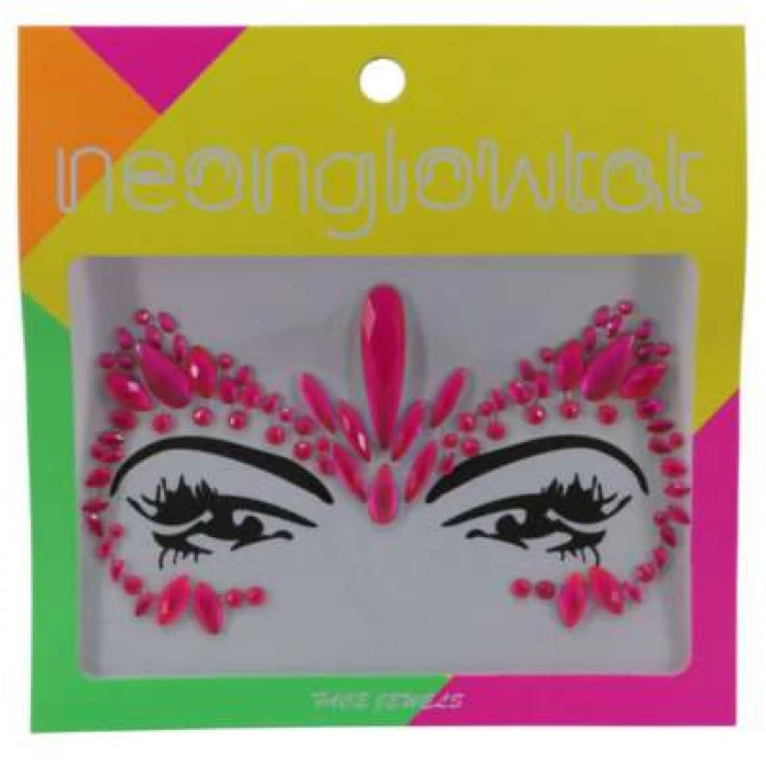 Face Jewels Neon Pink - 2 - Image 1