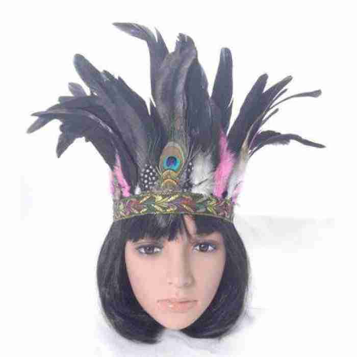 Feather Headdress Black Pink1
