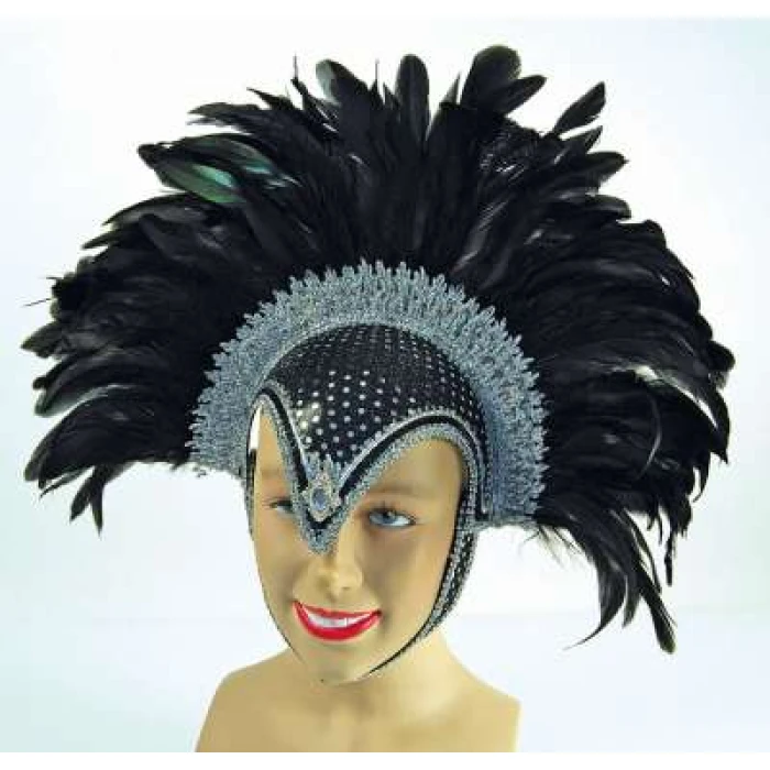 Feather Helmet Black Jewel + Plume - Image 1