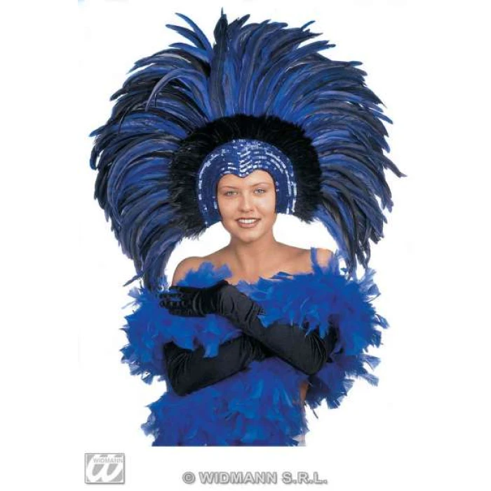 Feathered Brazil Headdress - Blue - Image 1