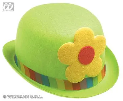 Felt Clown Bowlers with Flowers Green 2554B d