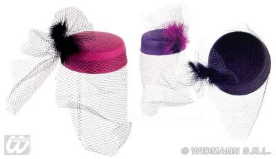 Felt Hats with Net and Feather Pink 2552D img