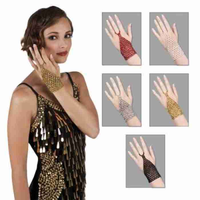 Fingerless Metallic beaded Glove img