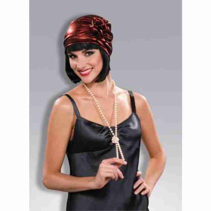 Flapper Cloche Hat Metallic Red img