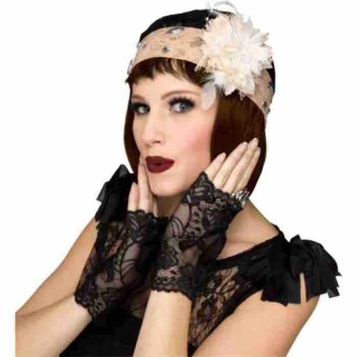 Flapper Cloche Gloves Champagne and silver img