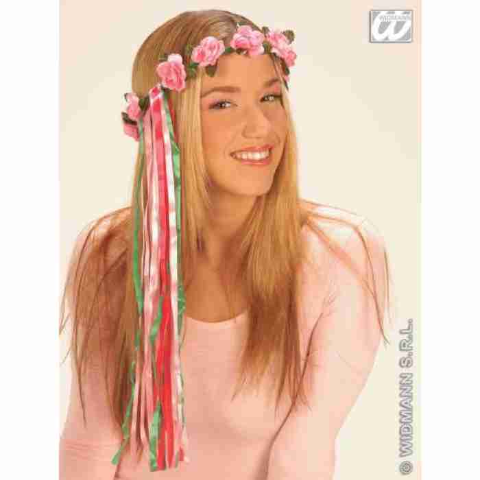 Flower Diademes with Multicolour Ribbons Pink 2433F b img