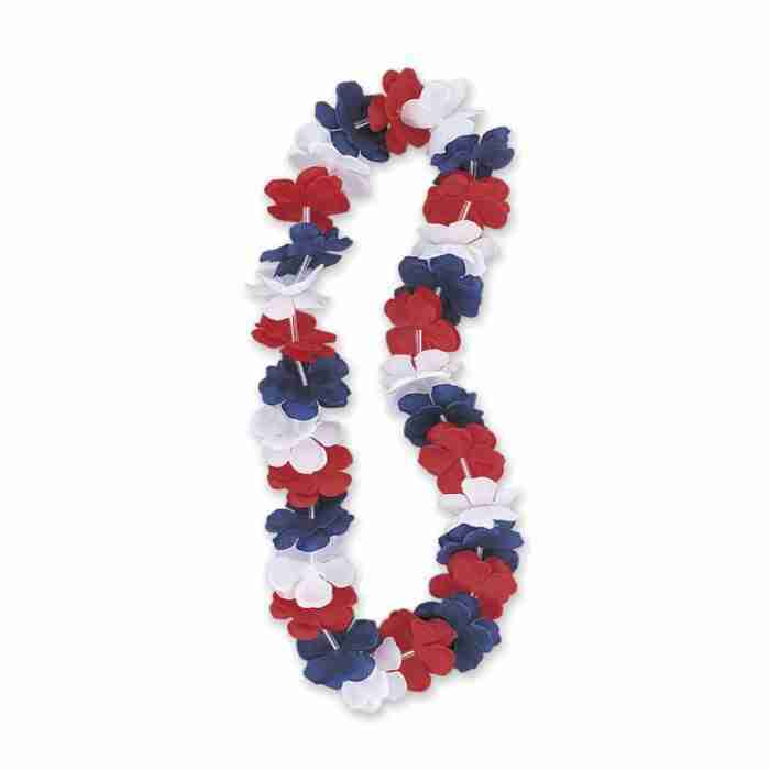 Flower Lei Red White and Blue 9217