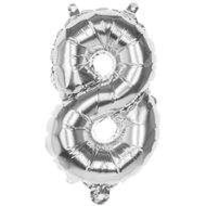 Foil Balloon Silver '8' - Image 1