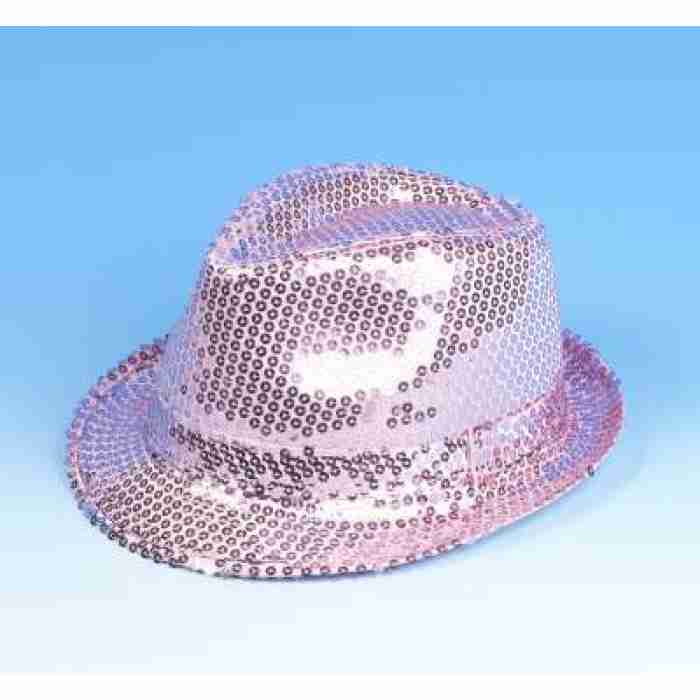 Gangster Hat Baby Pink Sequin img