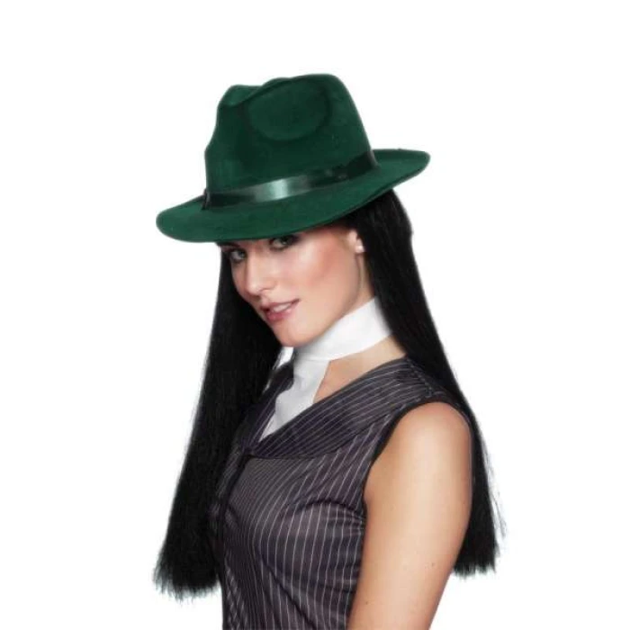 Gangster Hat - Green Velour - Image 1