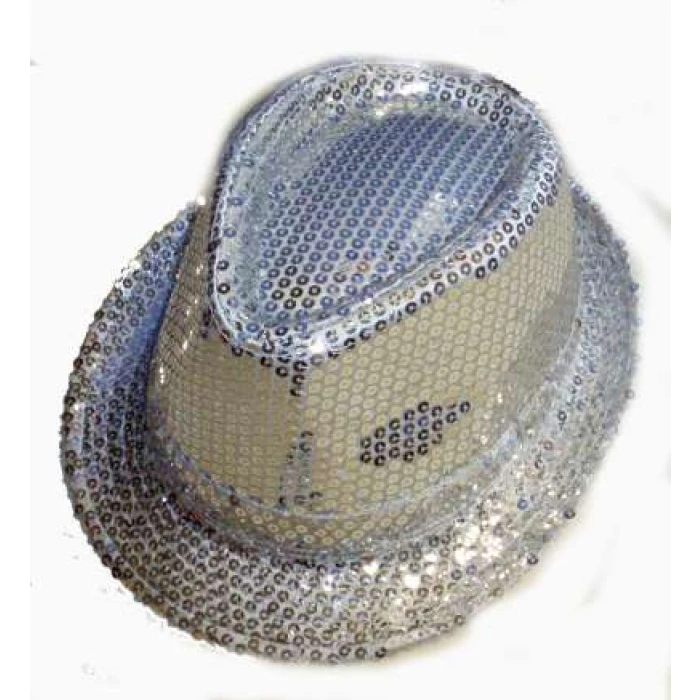 Gangster Hat - Silver Sequin - Image 1