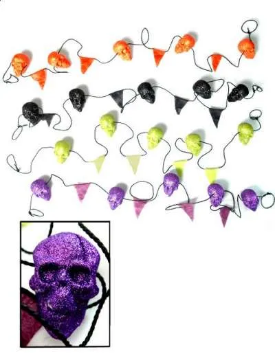 Glitter Skull and Pennant Garlands
