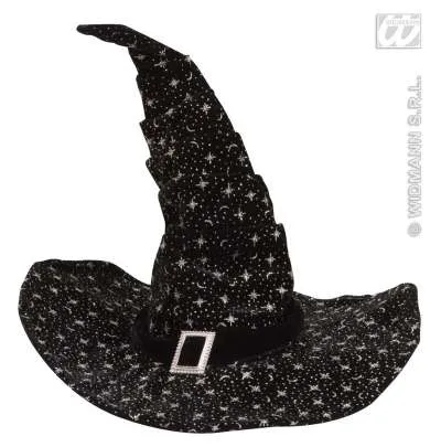Glitter Velvet Witch Hat - Black