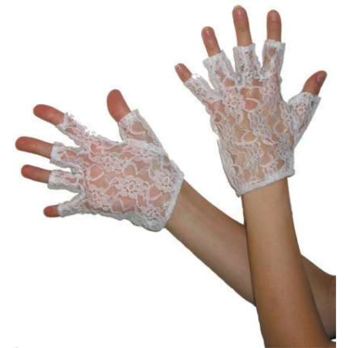 Gloves: White Lace Fingerless 9 - Image 1