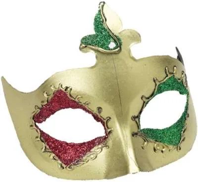 Gold Rosario Eyemask - Red and green glitter