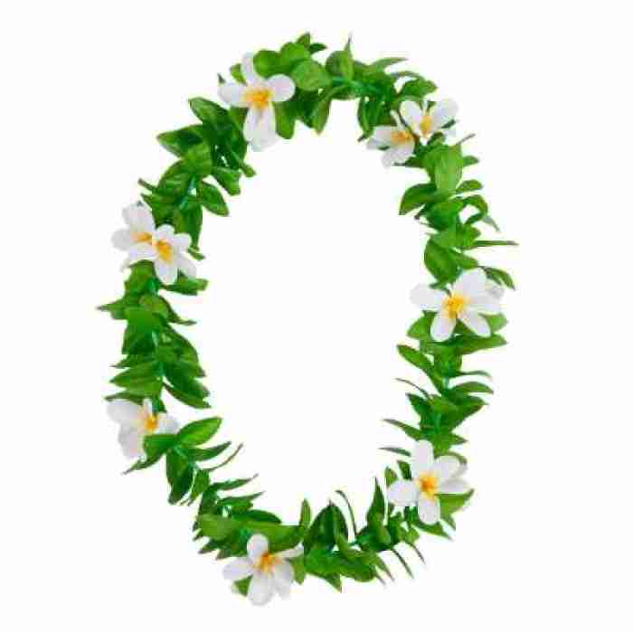 Green Leaf Lei White Flowers HAW 9459