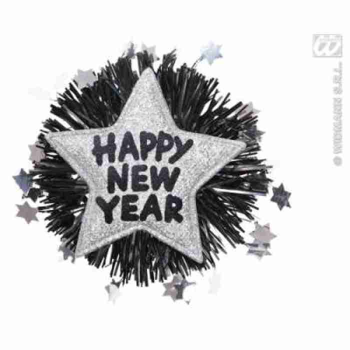 Happy New Year Brooch Silver img