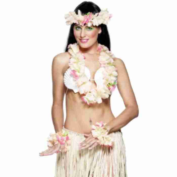 Hawaiian set peach leis 22501