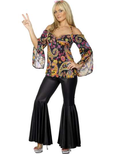 Hippie Costume with Patterned Top and Flares 30442